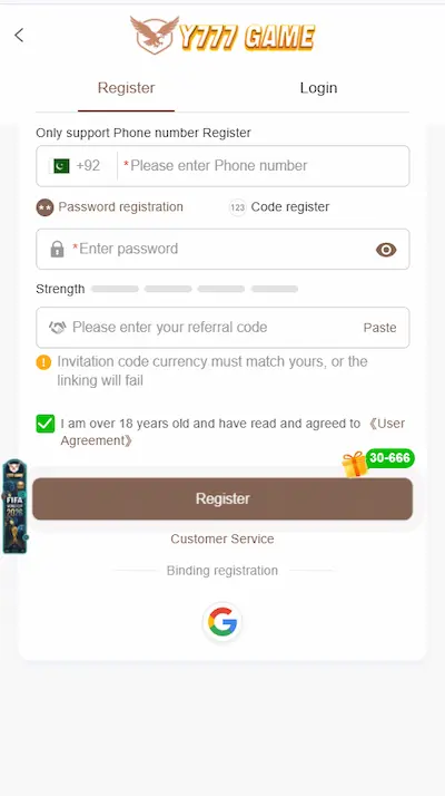Y777 App login